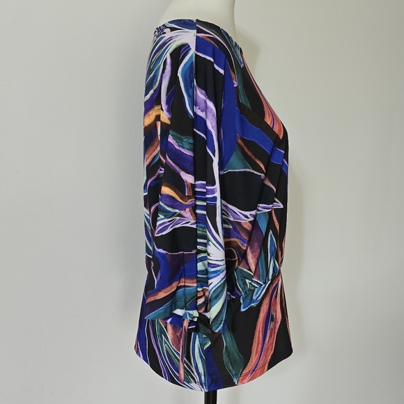 Clara Sunwoo Multicolored Petal Sketch Pull-Tie Cuff Blouson Top Size XL - Picture 4 of 8